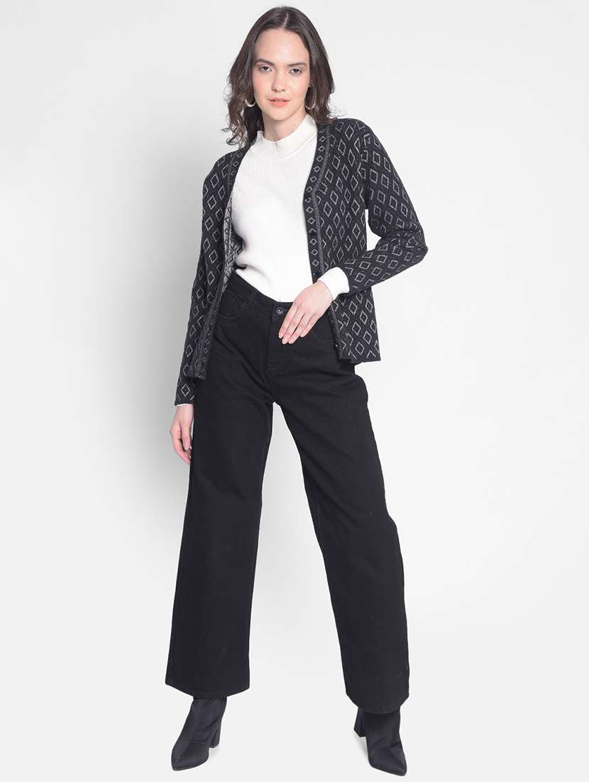 black nylon jacquard cardigan - 20417422 -  Standard Image - 3