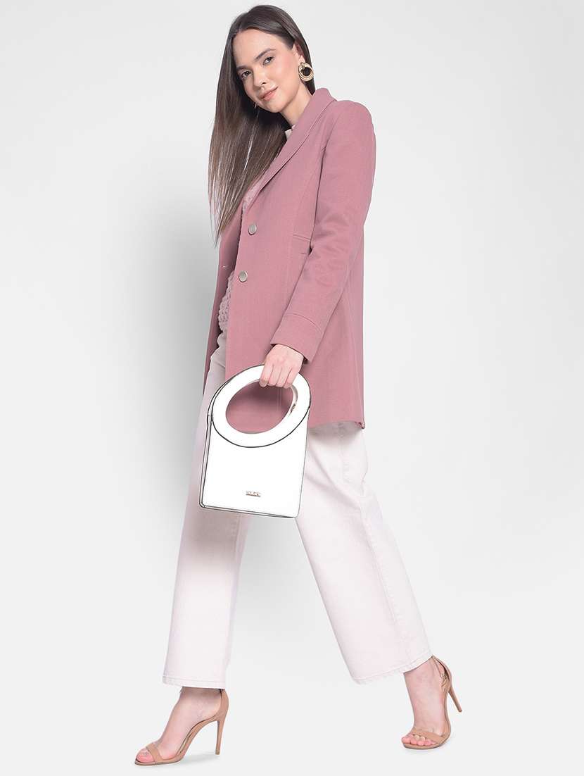 women pink polyester trench/overcoat coat - 20417446 -  Standard Image - 3
