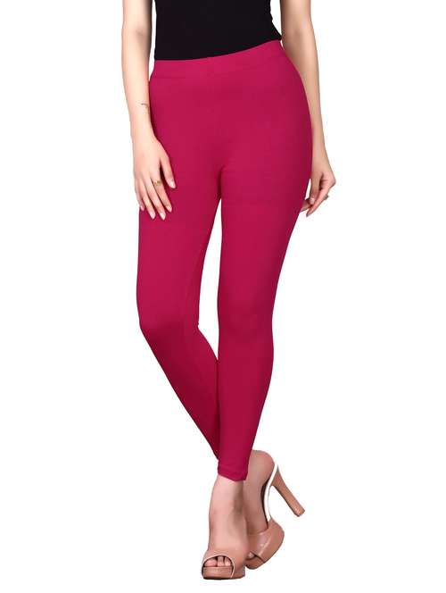 women pink solid legging - 20417536 -  Standard Image - 0