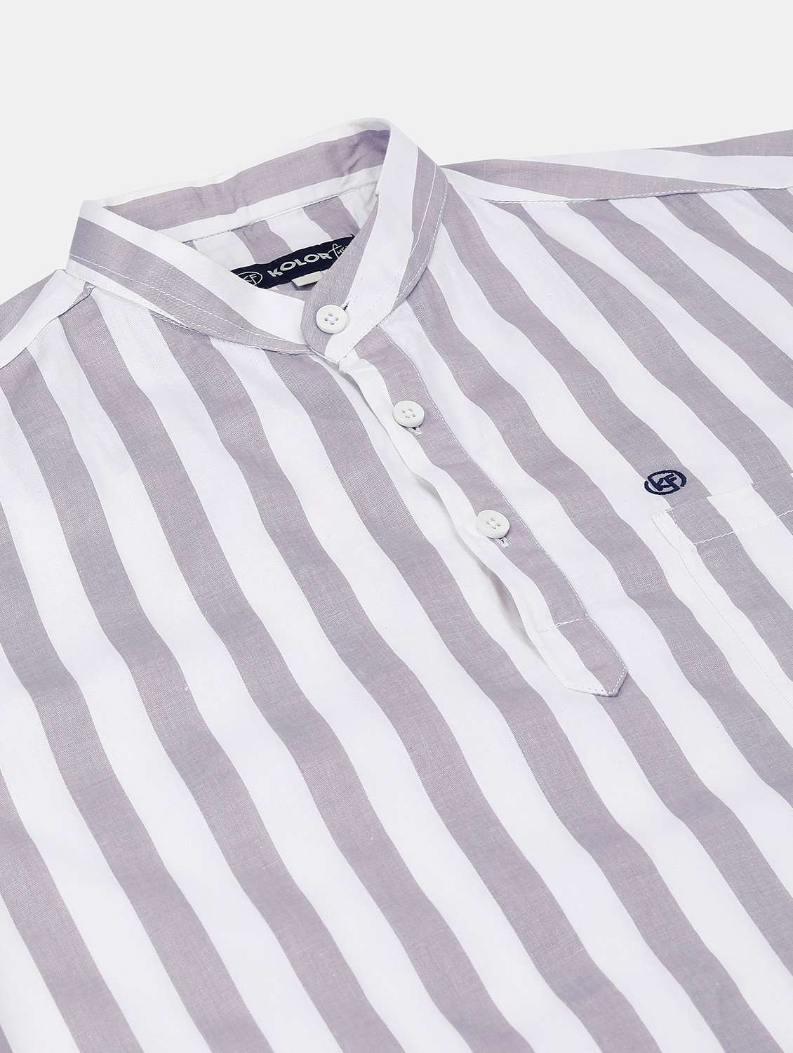 men mandarin neck striped short kurta - 20417784 -  Standard Image - 5