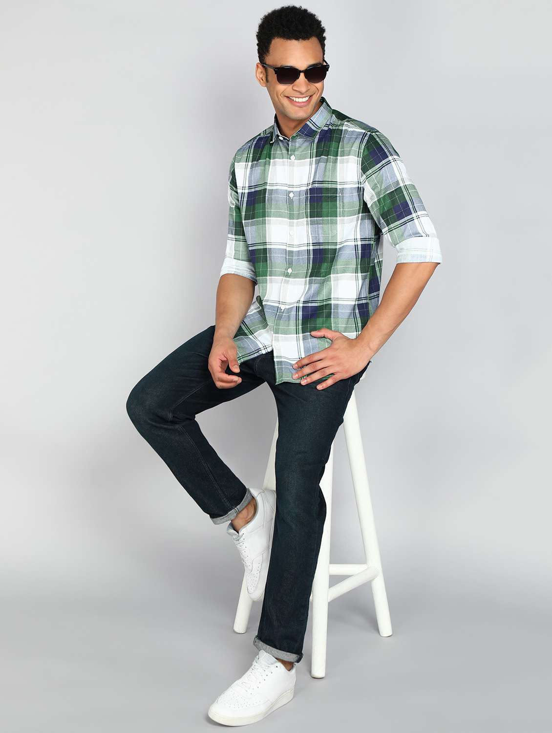 green checkered casual shirt - 20417789 -  Standard Image - 3