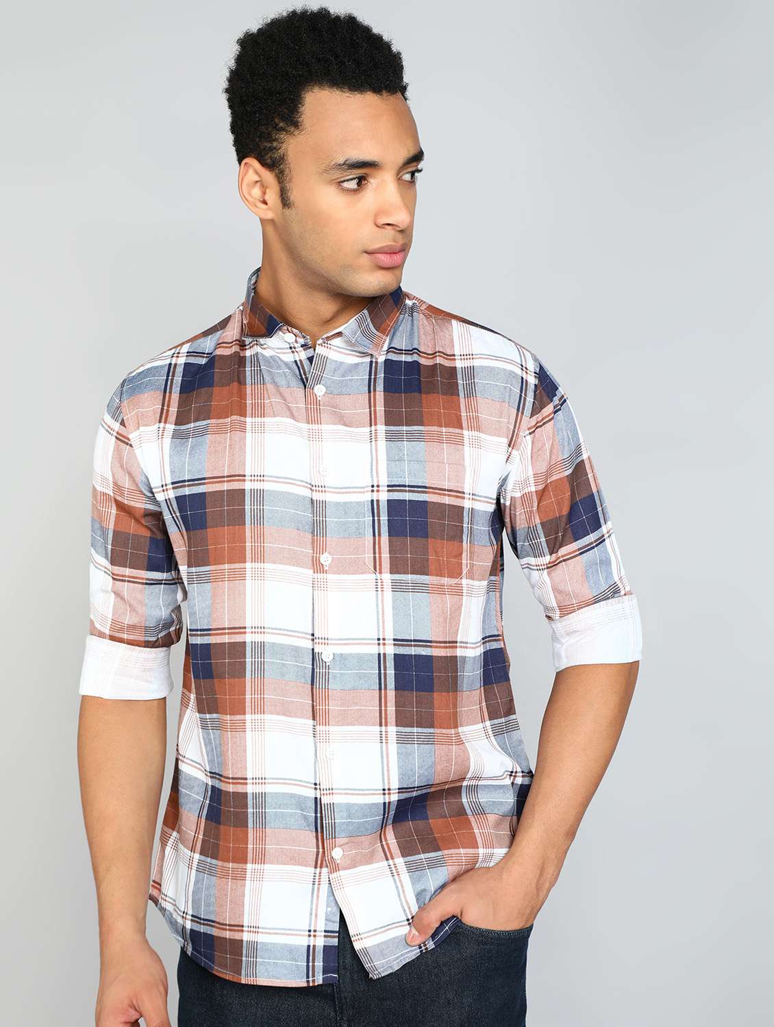 orange cotton casual shirt