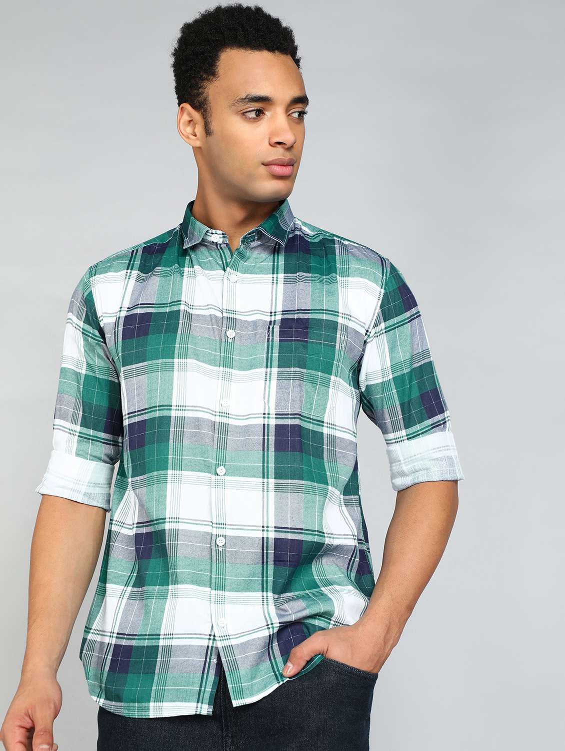 teal cotton casual shirt