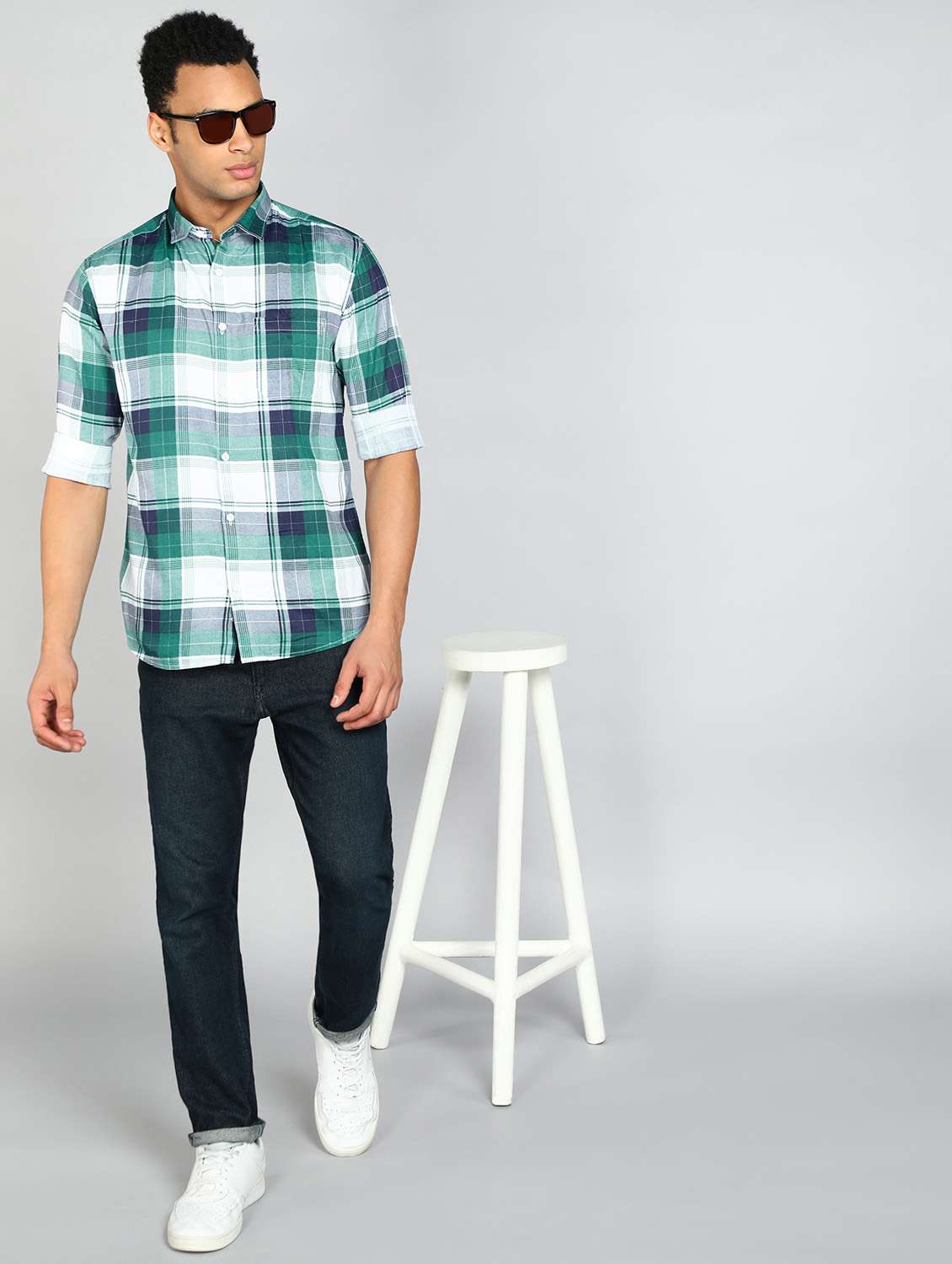 teal cotton casual shirt - 20417791 -  Standard Image - 3
