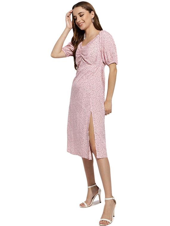 pink floral print high slit dress - 20418741 - Standard Image - 3