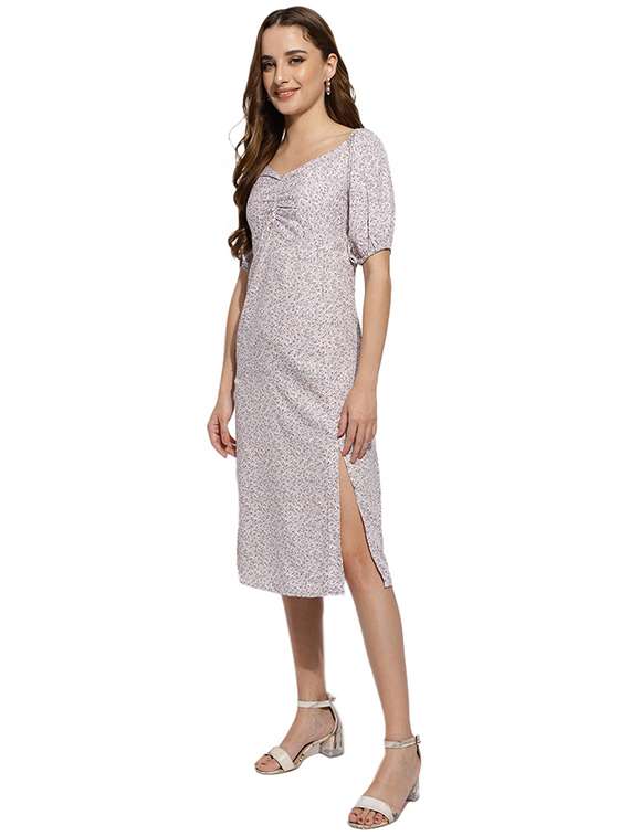grey floral high slit dress - 20418742 - Standard Image - 3