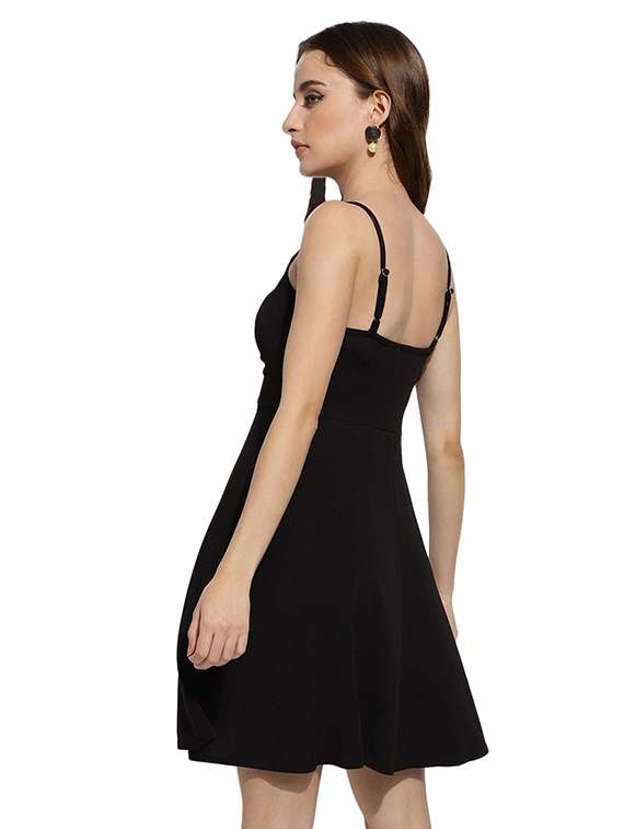 black solid a-line dress - 20418747 -  Standard Image - 3