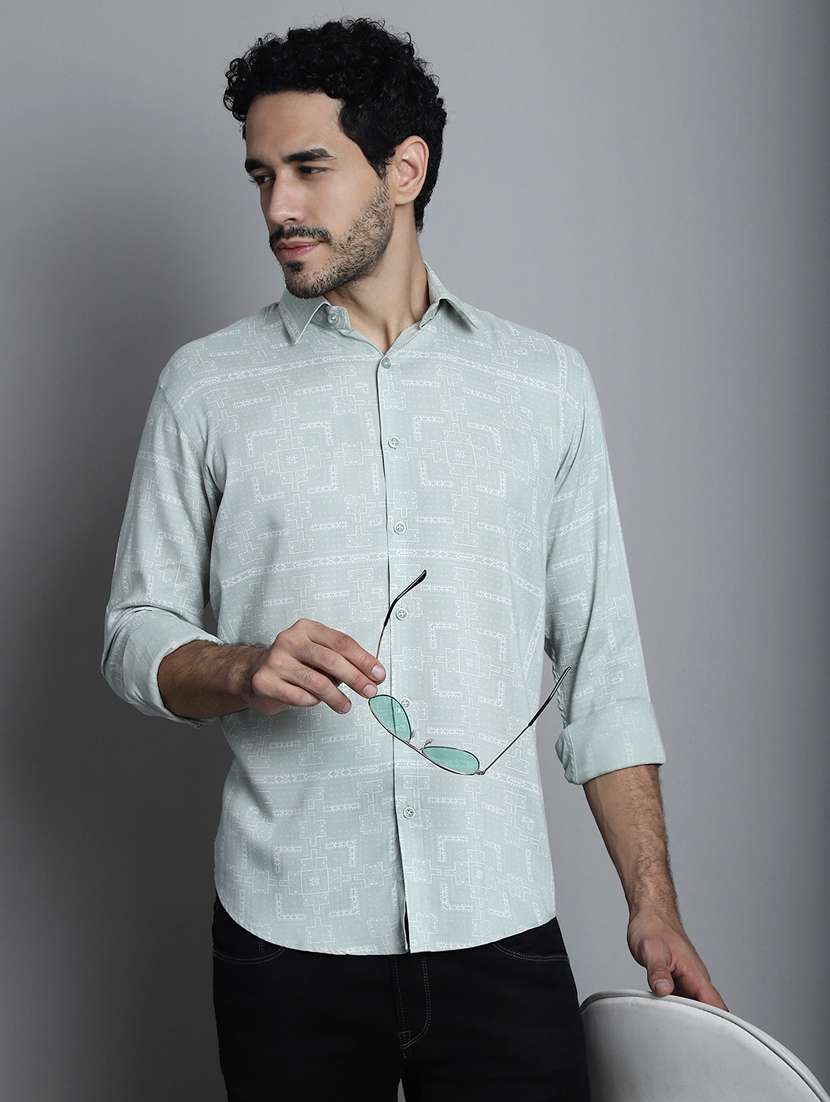 men's geomatric printed casual shirts