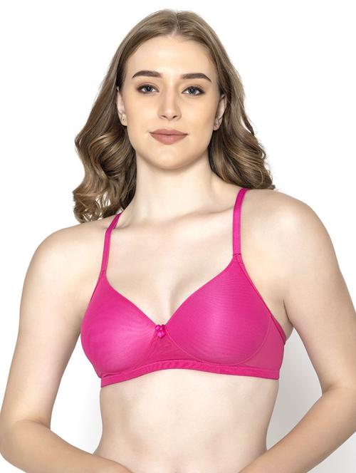 pink solid full coverage regular bra - 20418813 -  Standard Image - 0