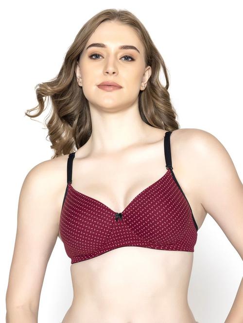 maroon printed full coverage regular bra - 20418814 - Standard Image - 0