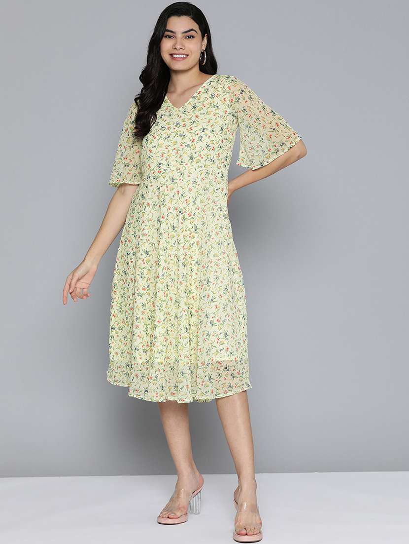 lemon sherbet floral print a-line  dress - 20418818 -  Zoom Image - 0