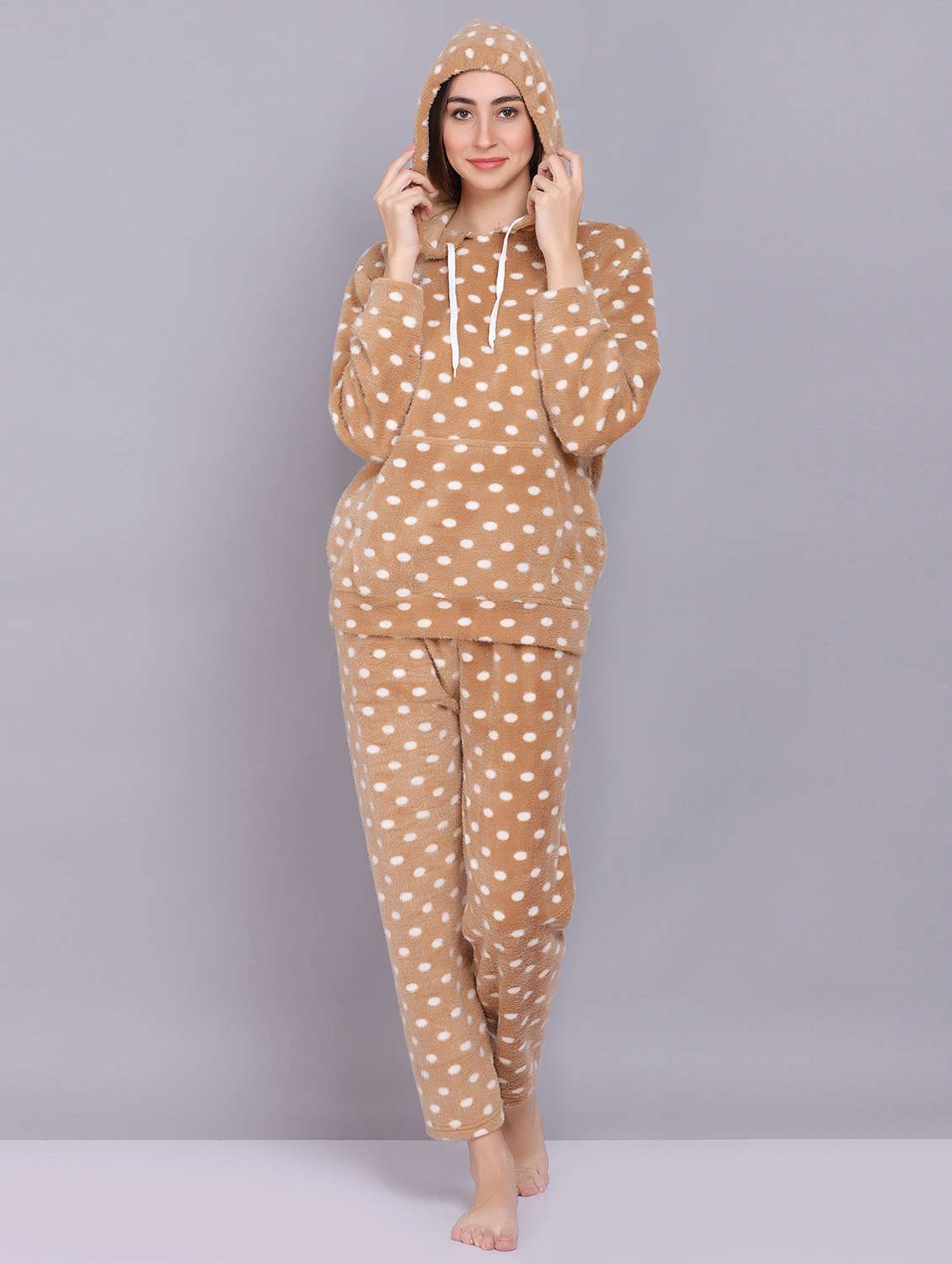beige wool pyjama nightwear set - 20418830 -  Zoom Image - 0