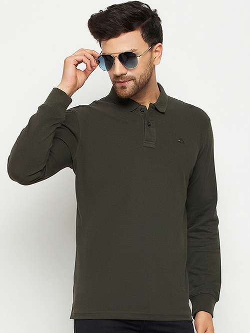 solid long sleeves polo t-shirt - 20418918 - Standard Image - 0