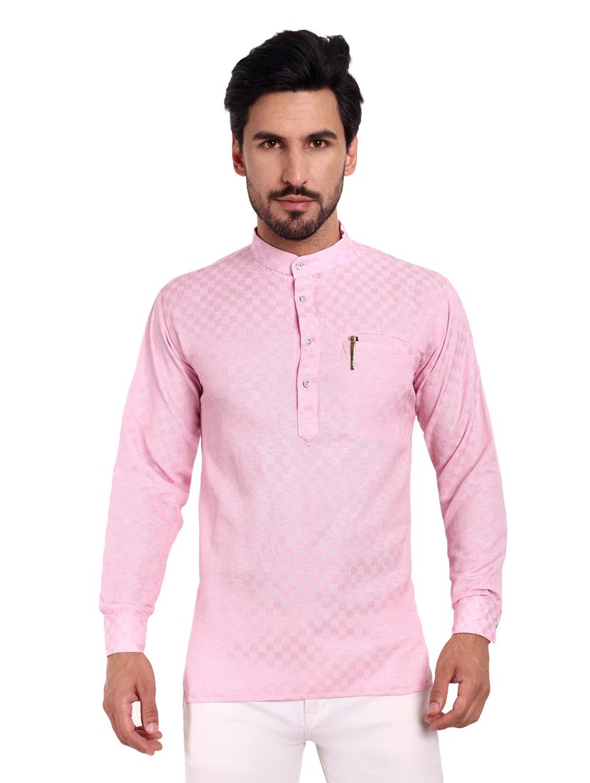 men self design cotton short kurta - 20418931 - Zoom Image - 0