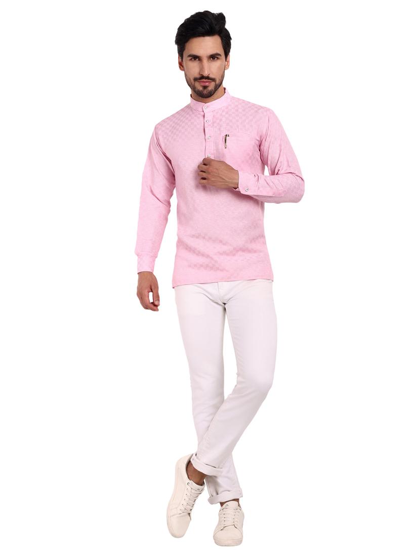 men self design cotton short kurta - 20418931 - Standard Image - 3