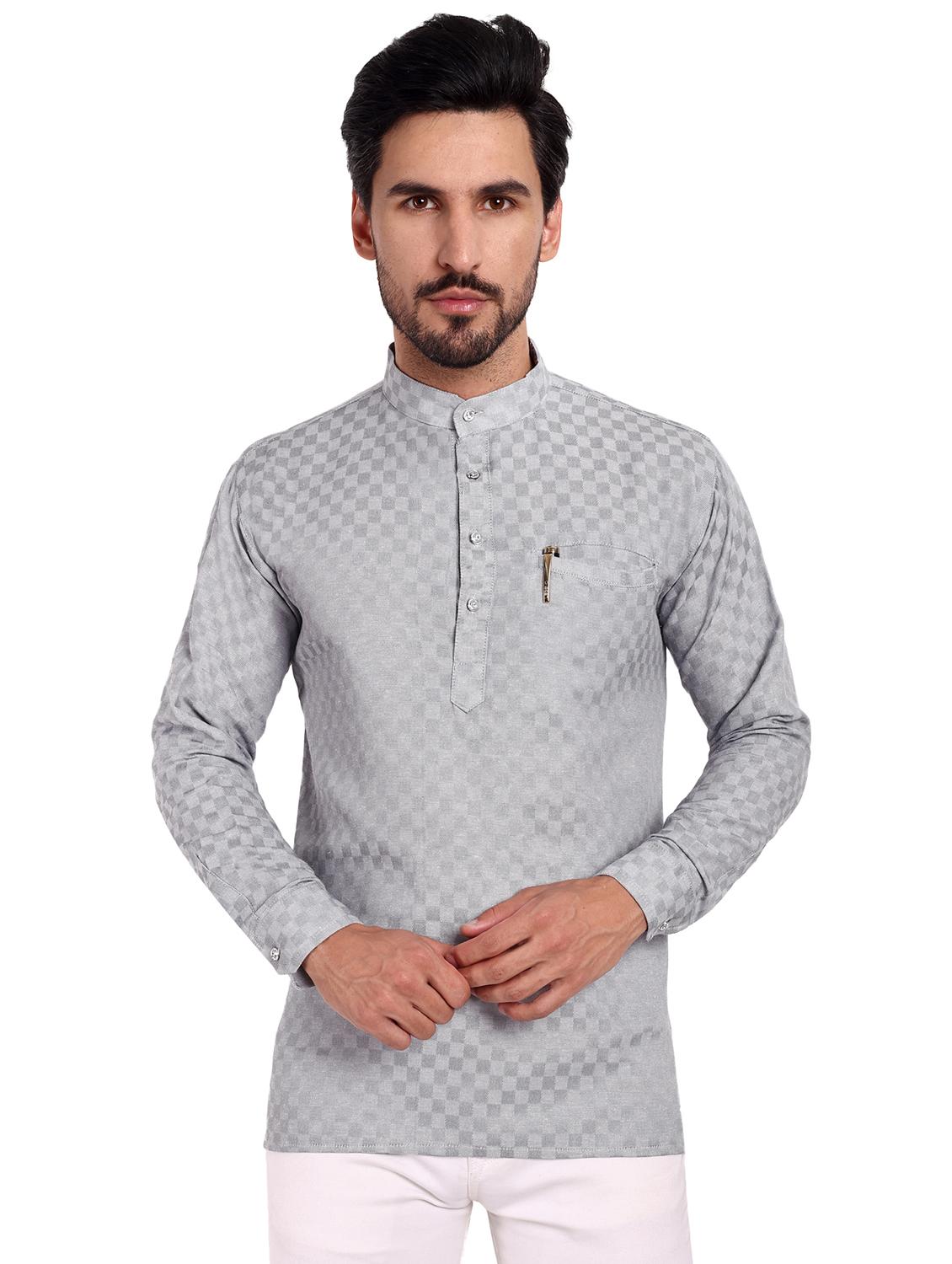 men self design cotton short kurta - 20418933 -  Zoom Image - 0