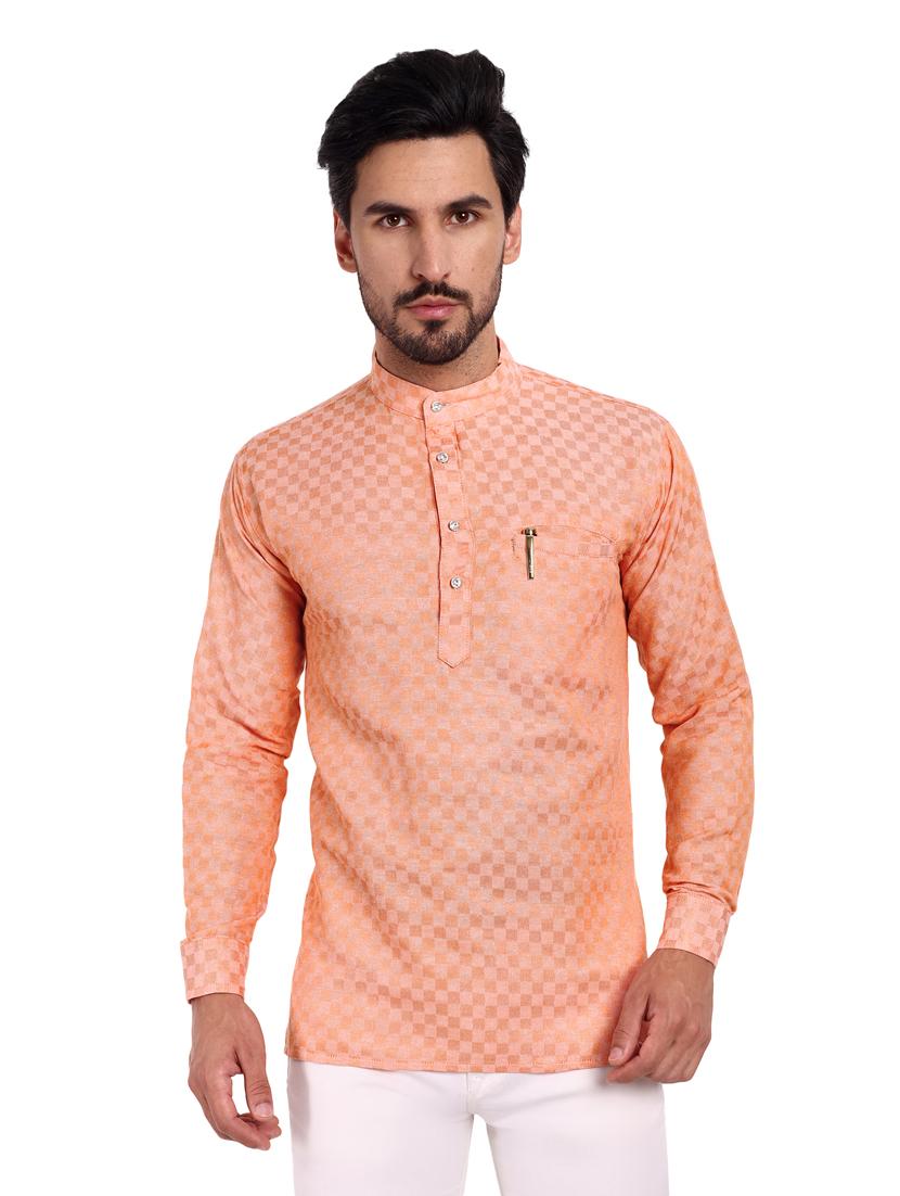 men self design cotton short kurta - 20418935 - Zoom Image - 0
