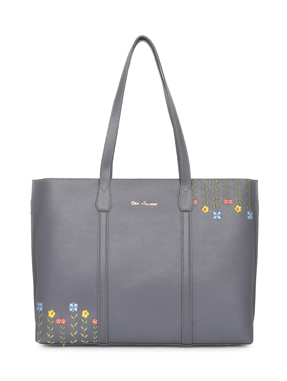 women leatherette embroidered tote bag