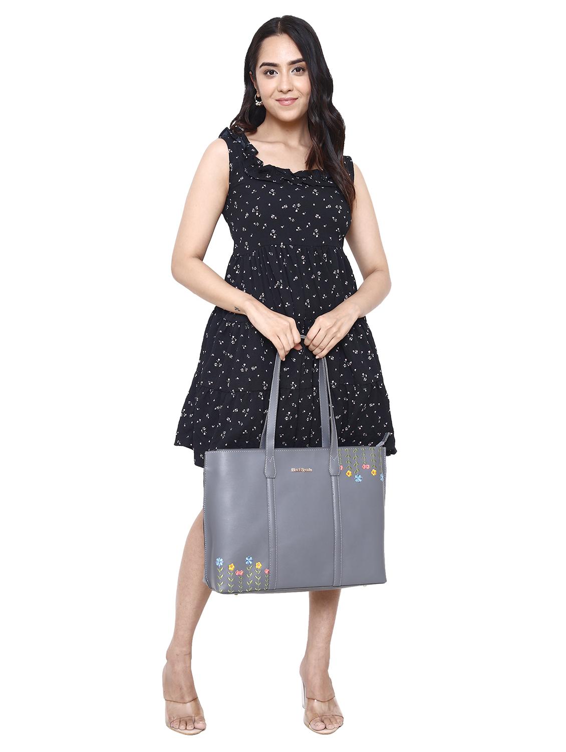 women leatherette embroidered tote bag - 20418953 - Standard Image - 5