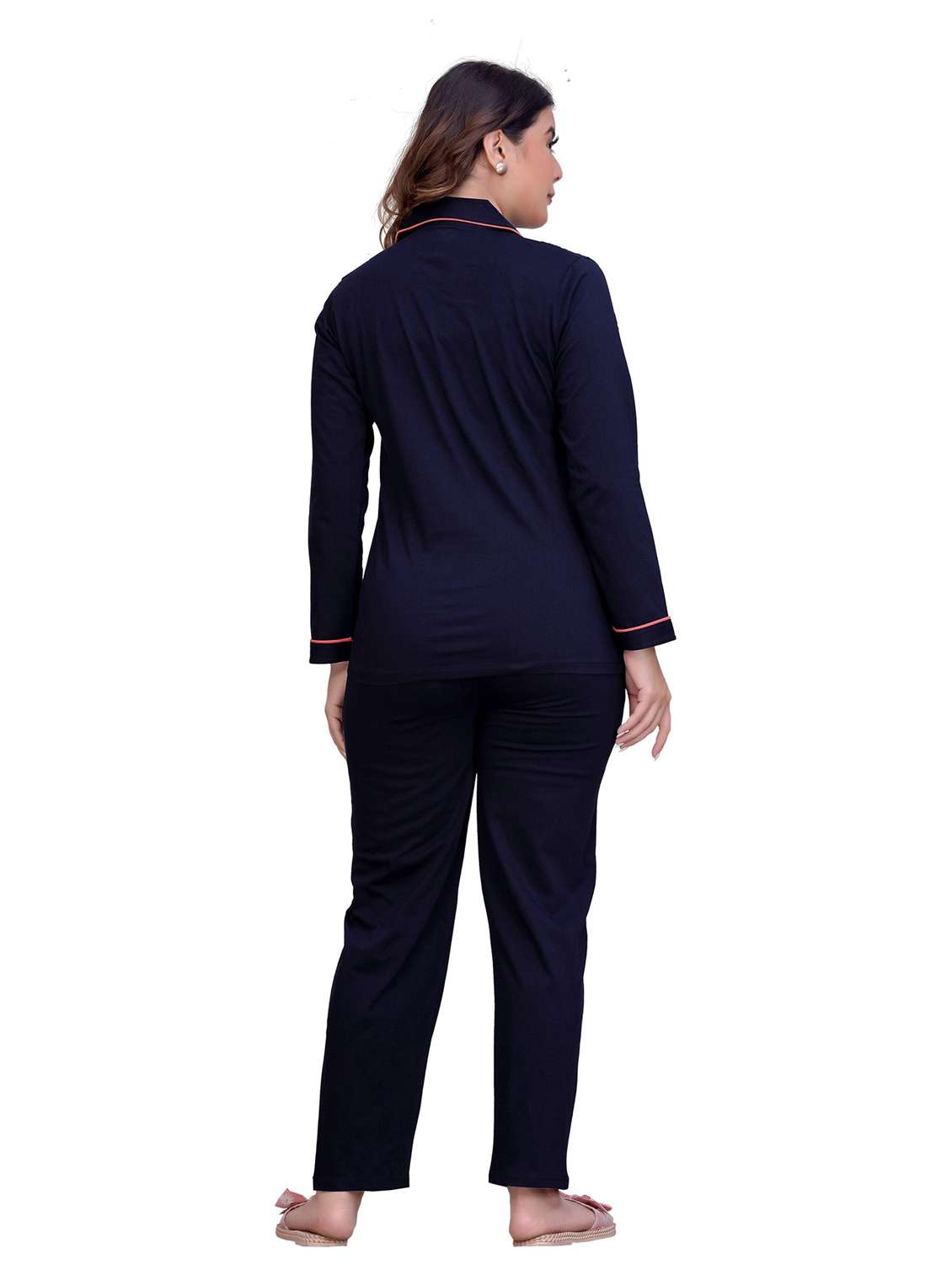 navy blue graphic print pyjama nightwear set - 20419521 -  Standard Image - 3