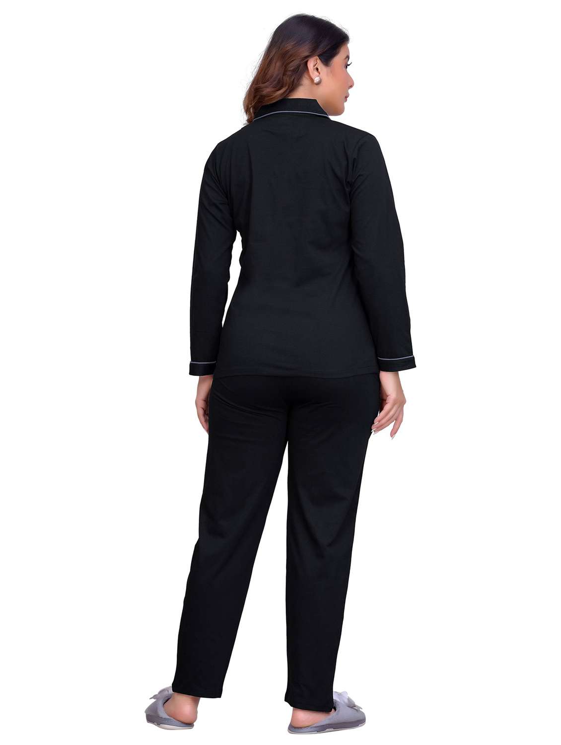 black graphic print pyjama nightwear set - 20419526 -  Standard Image - 3