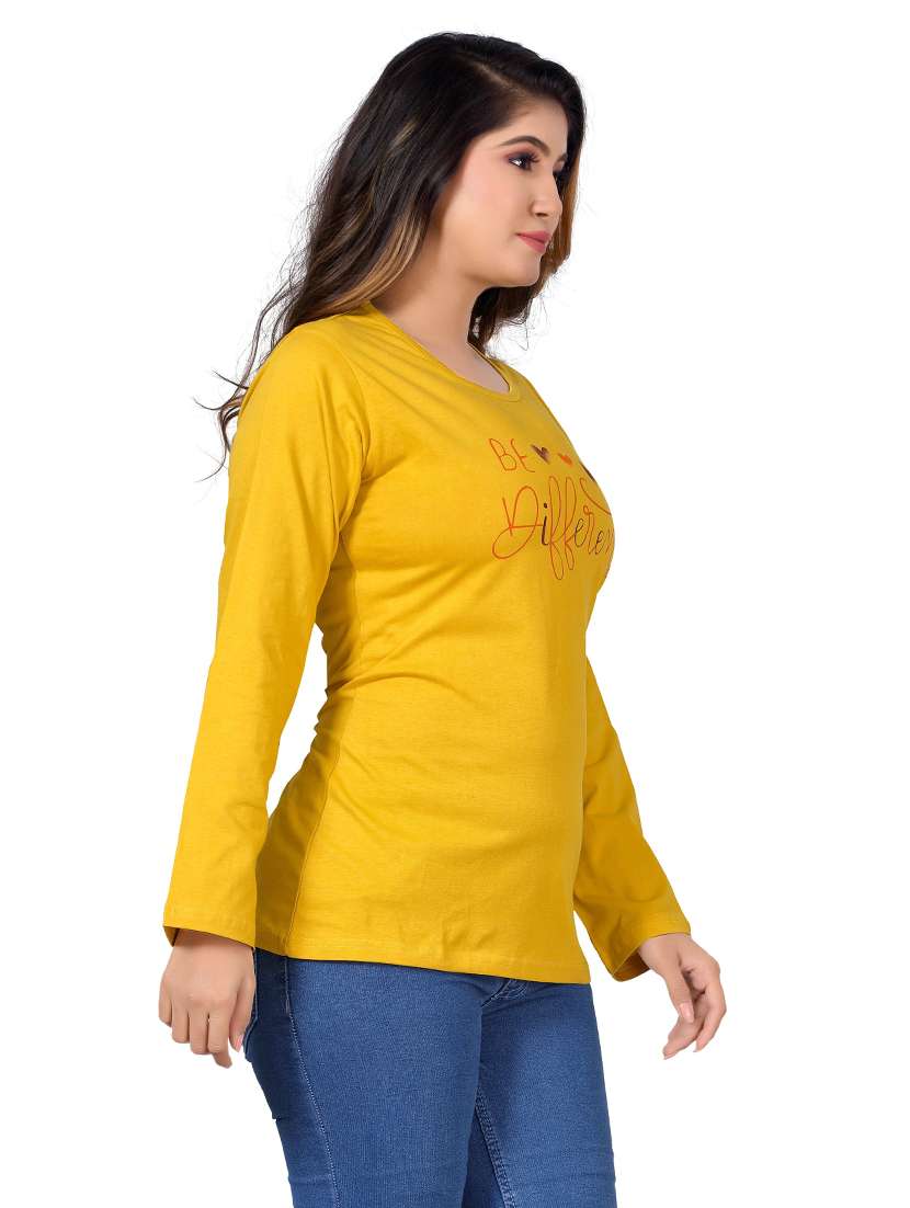 women's chest print round neck t-shirt - 20419662 -  Standard Image - 3