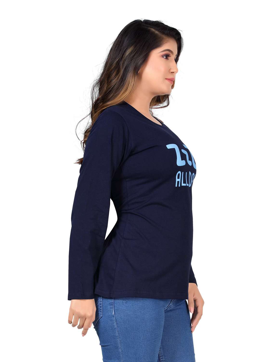 women's chest print crew neck t-shirt - 20419668 -  Standard Image - 3