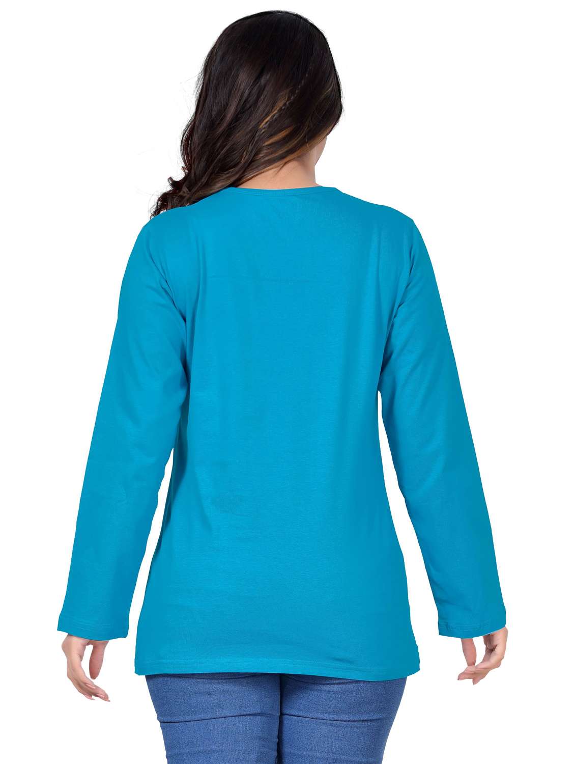 women's chest print round neck t-shirt - 20419669 -  Standard Image - 3