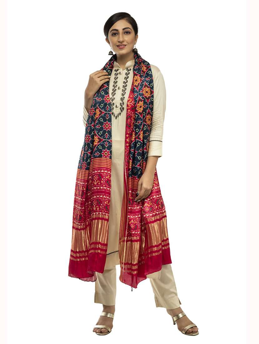 women multi color printed dupatta
