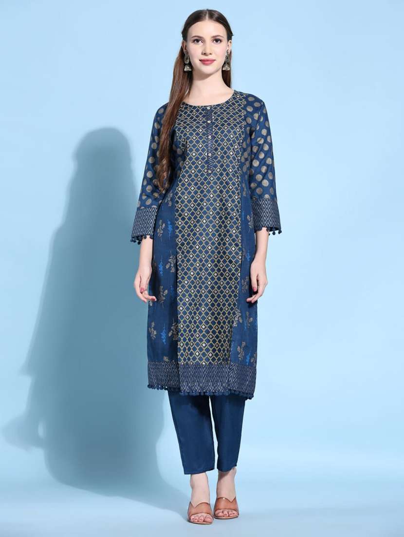 foil print kurta pant set - 20420849 - Zoom Image - 0