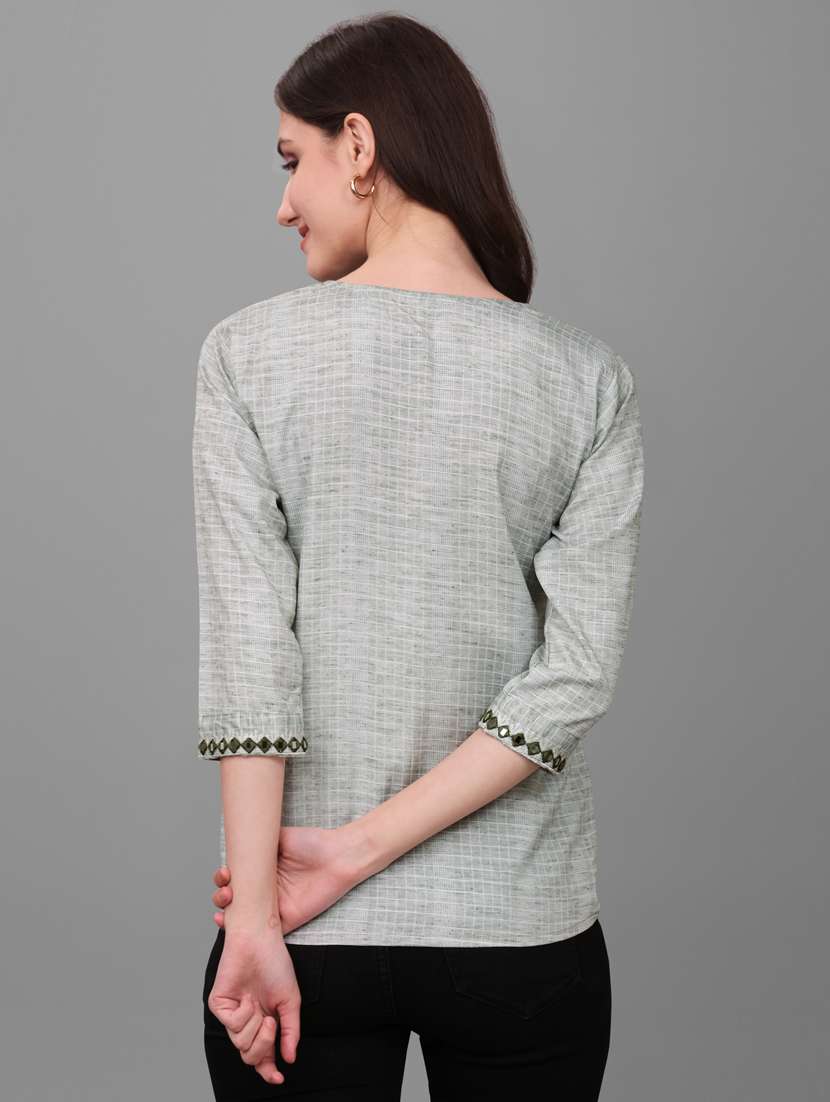 women neo mint embroidererd regular top - 20420888 -  Standard Image - 3