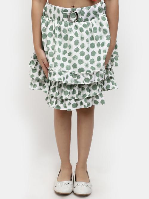 white polka dots cotton flared skirt - 20420913 -  Standard Image - 0