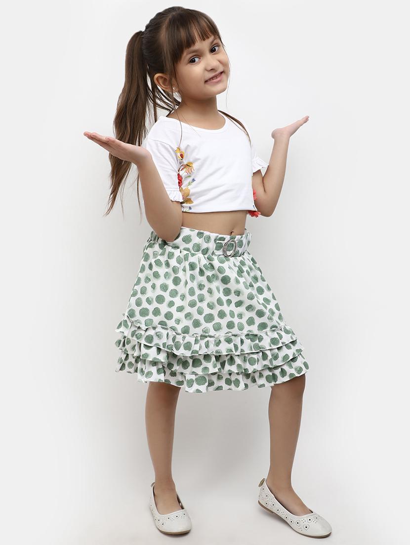 white polka dots cotton flared skirt - 20420913 - Standard Image - 3