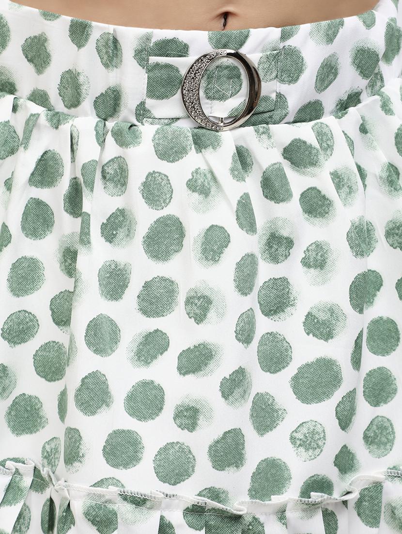 white polka dots cotton flared skirt - 20420913 - Standard Image - 5