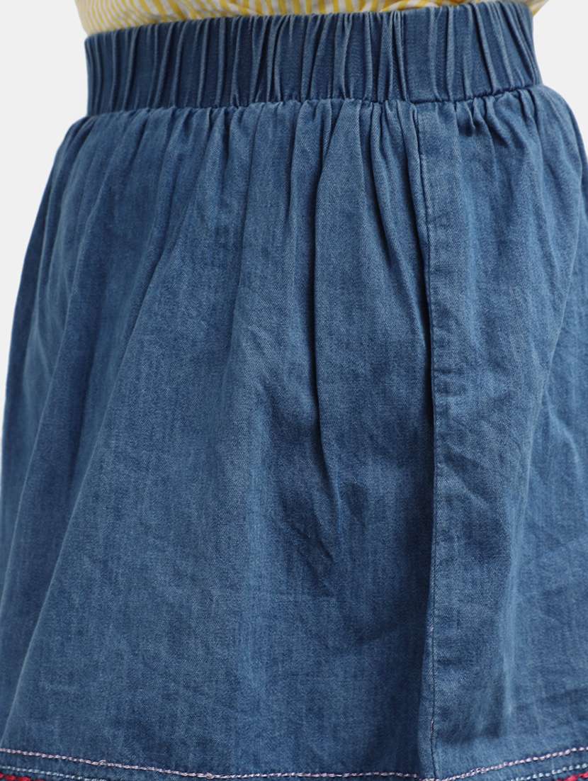 blue bottom embroidered denim skirt - 20420999 -  Standard Image - 5