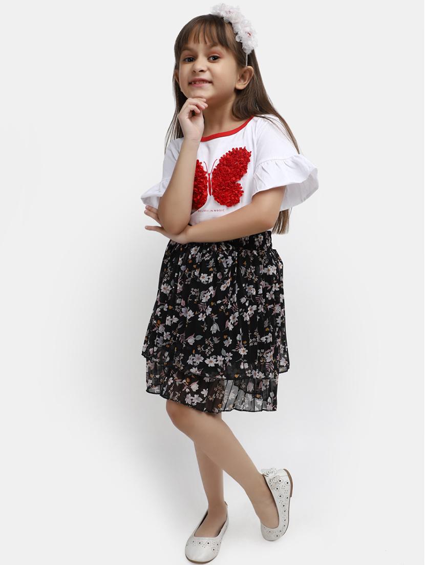 black floral print flared skirt - 20421014 - Standard Image - 3