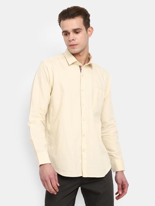 beige solid long sleeves causal shirt - 20421184 - Standard Image - 0