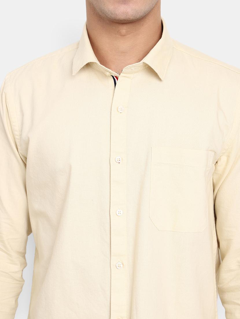 beige solid long sleeves causal shirt - 20421184 - Standard Image - 5