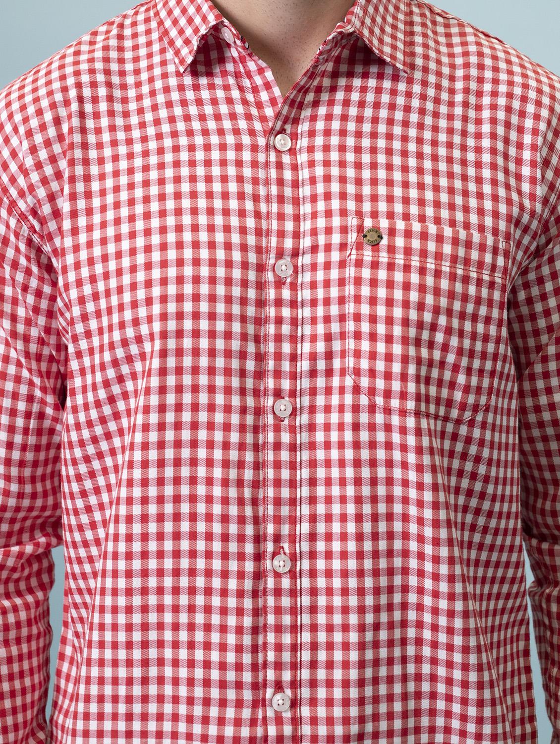 men red regular fit checkered casual shirt - 20421204 - Standard Image - 5