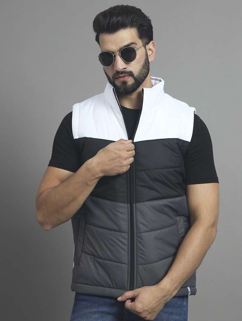 color block polyester quilted jacket