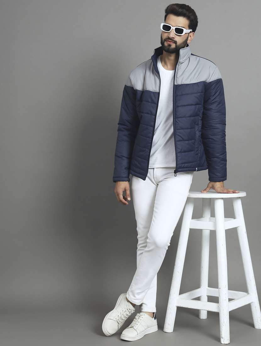 navy blue polyester quilted jacket - 20421390 -  Standard Image - 3
