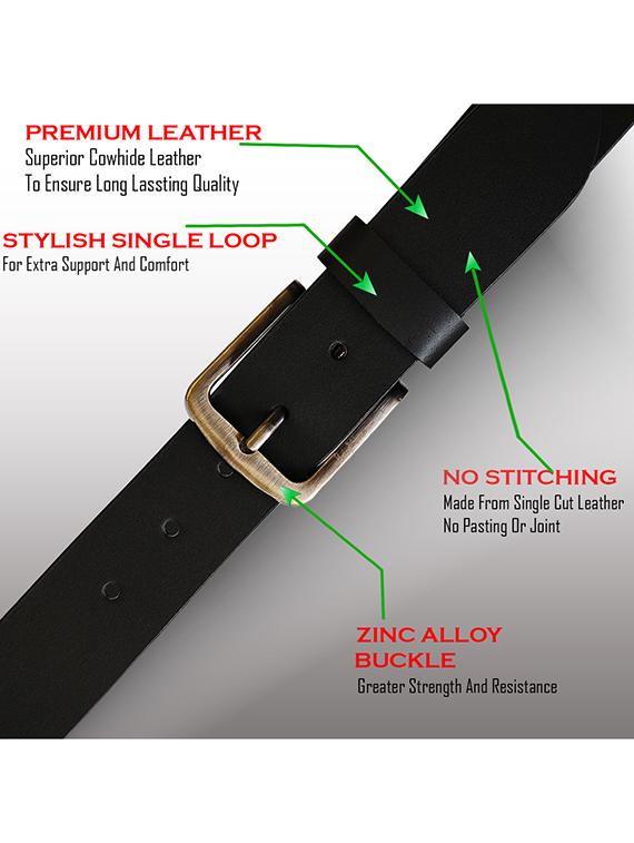 men solid black leather belt - 20422071 - Standard Image - 3