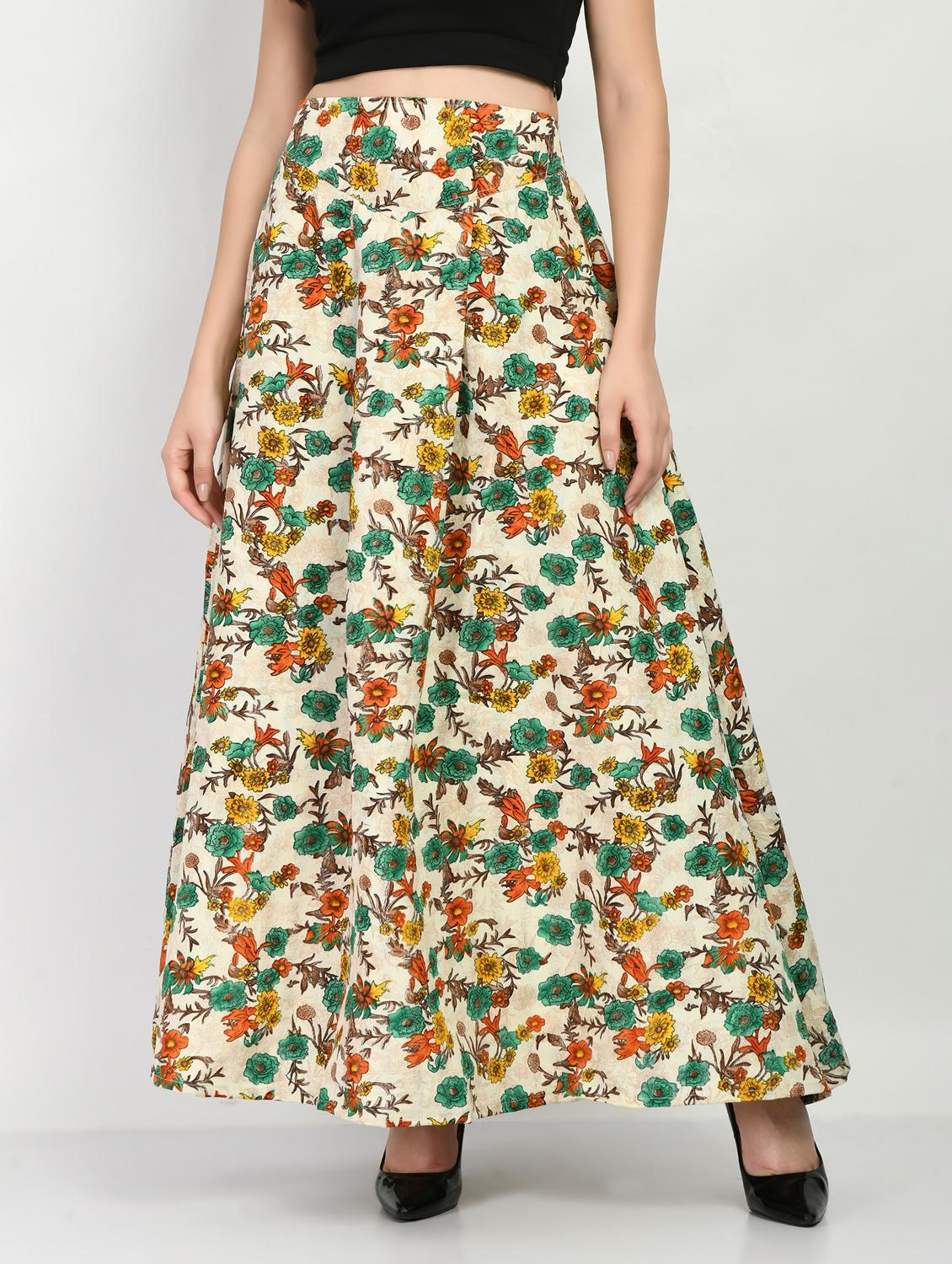 multi colored floral printed long skirt - 20422410 - Zoom Image - 0