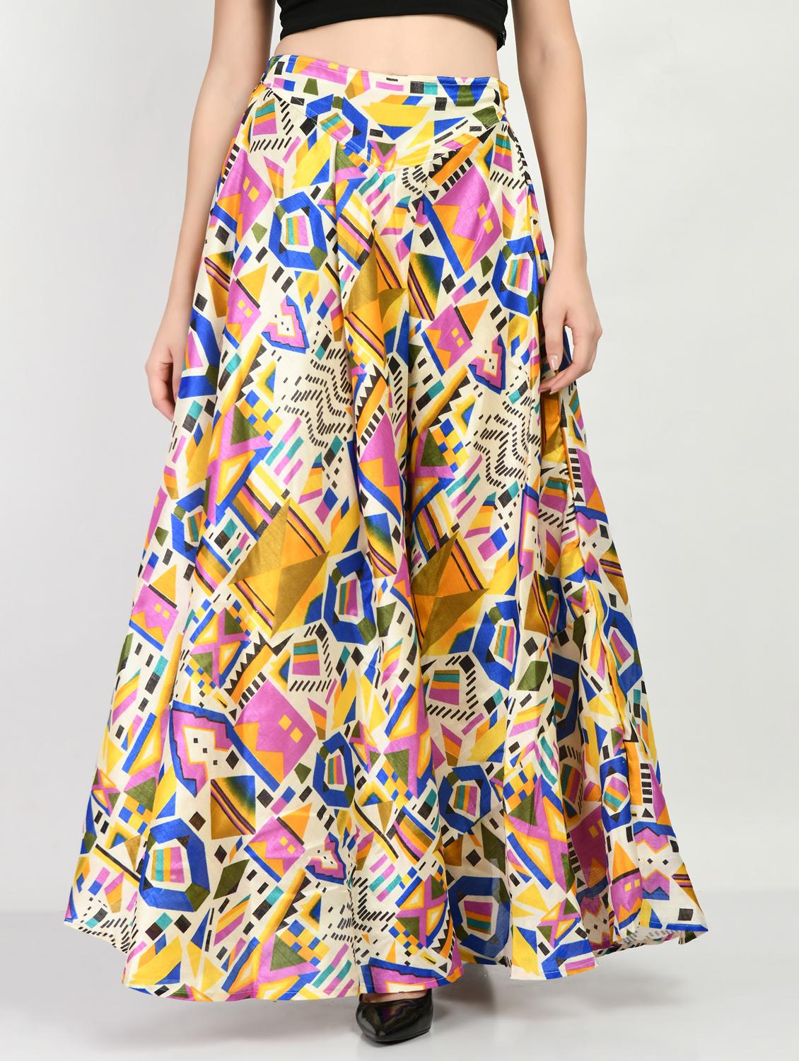 multi colored printed long skirt - 20422413 - Zoom Image - 0