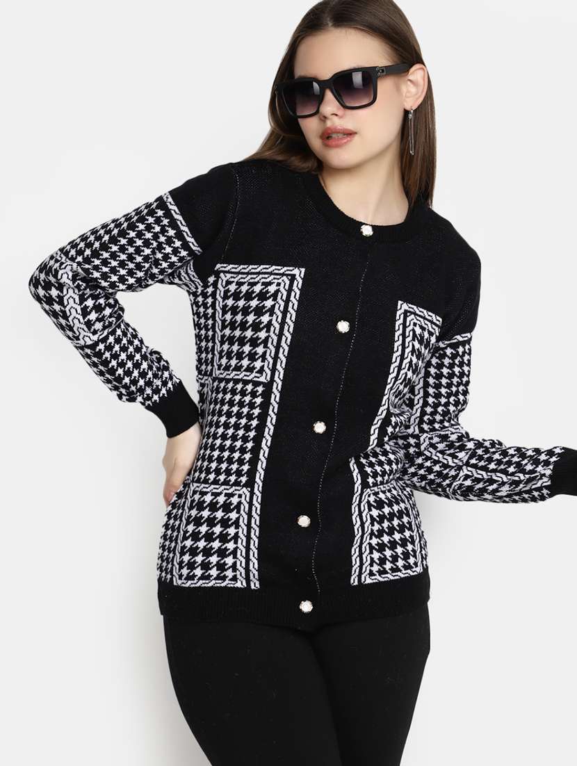 women's multi colored acrylic cardigan - 20422610 -  Standard Image - 3