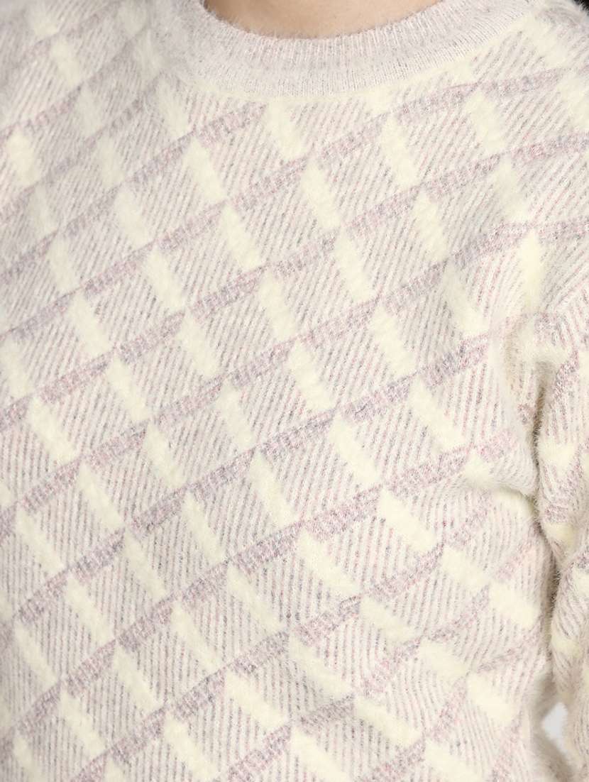 women checkered long sleeve pullover - 20422620 - Standard Image - 5