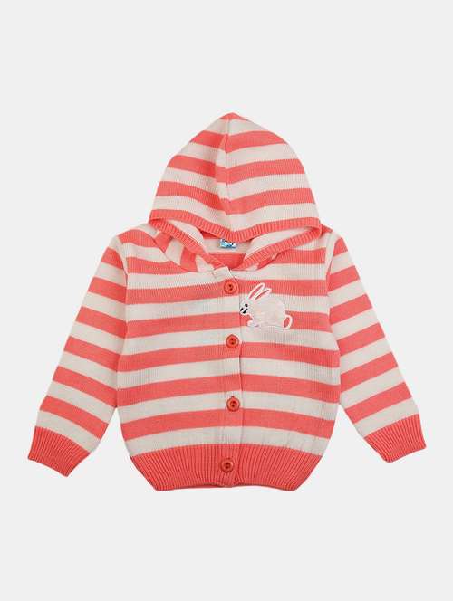 girls coral & cream regular sweater - 20422931 -  Standard Image - 0