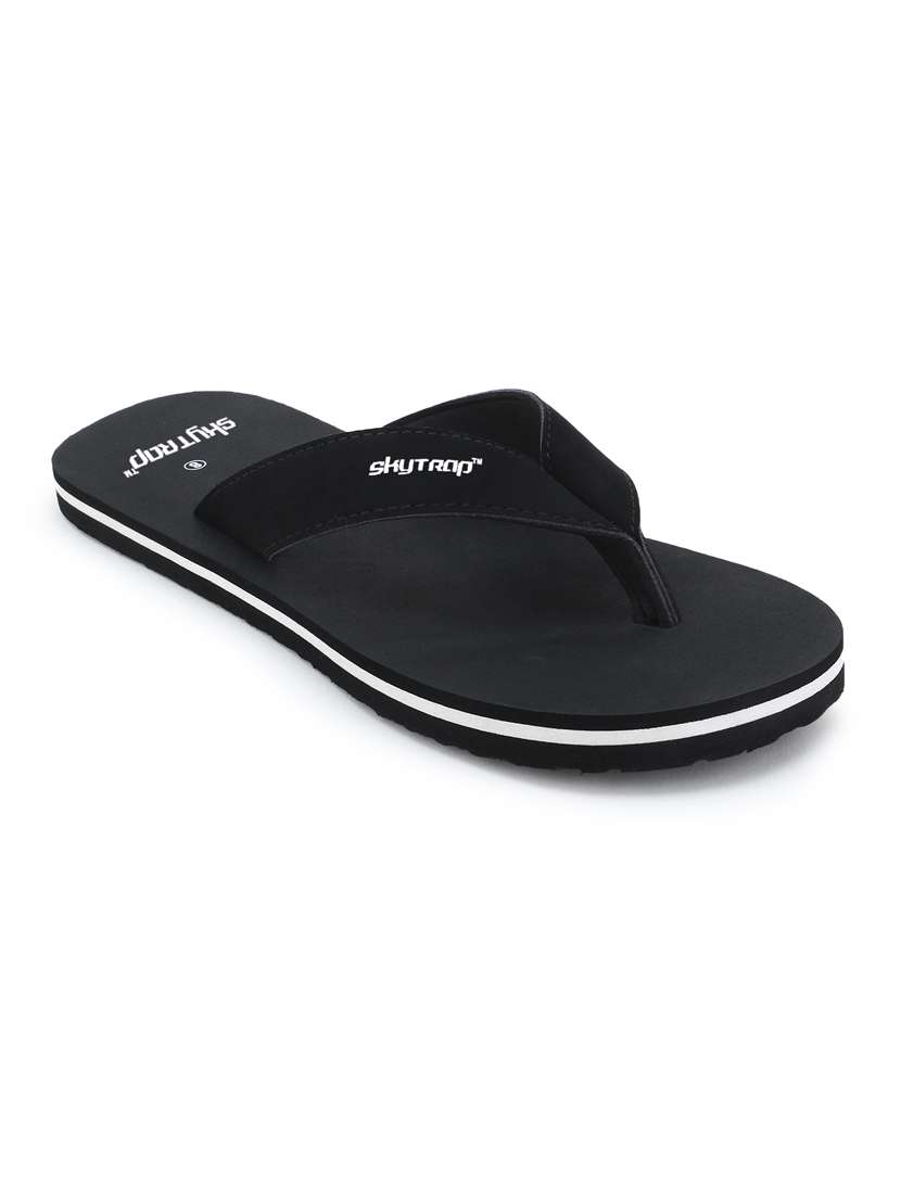 men solid black slipper