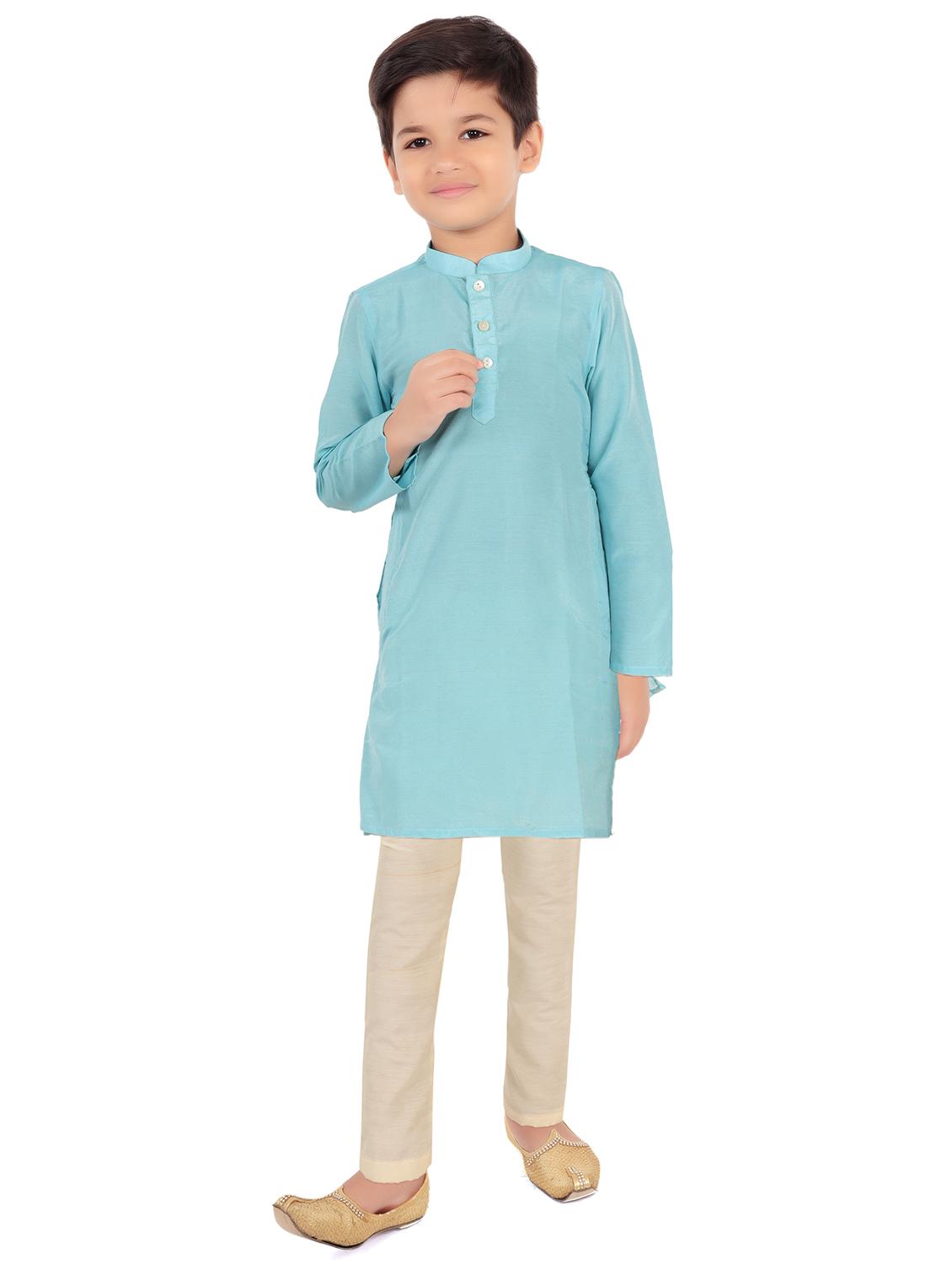 boys mandarin collar long sleeve kurta - 20424102 - Zoom Image - 0