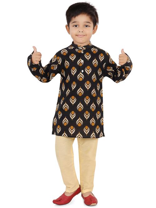 boys mandarin collar long sleeve kurta - 20424104 -  Standard Image - 0